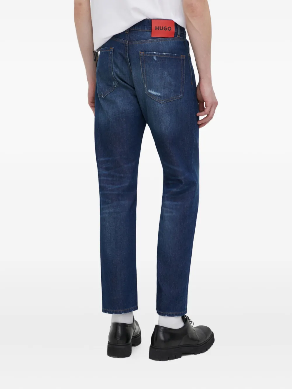HUGO Gerafelde jeans Blauw