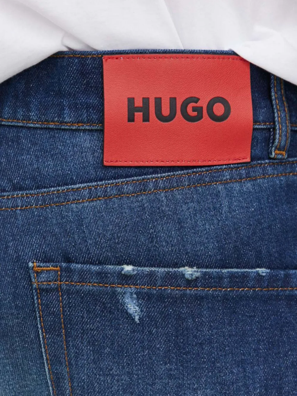 HUGO Gerafelde jeans Blauw