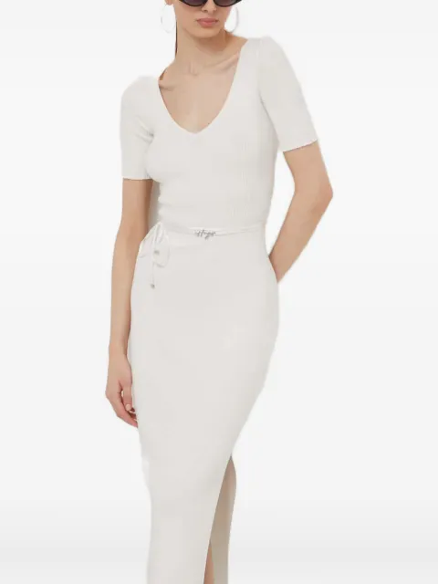 HUGO ribbed tie midi dress