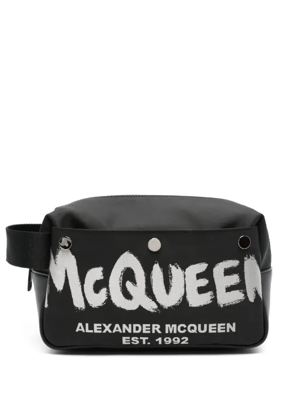 Alexander McQueen Logo-print Wash Bag in Black