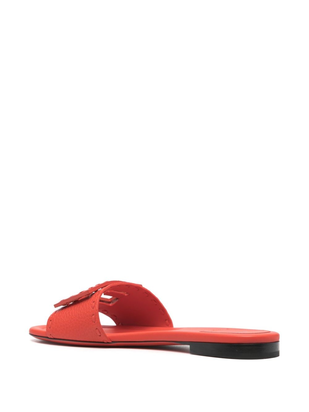 Shop Fendi Baguette Leather Sandals In Red