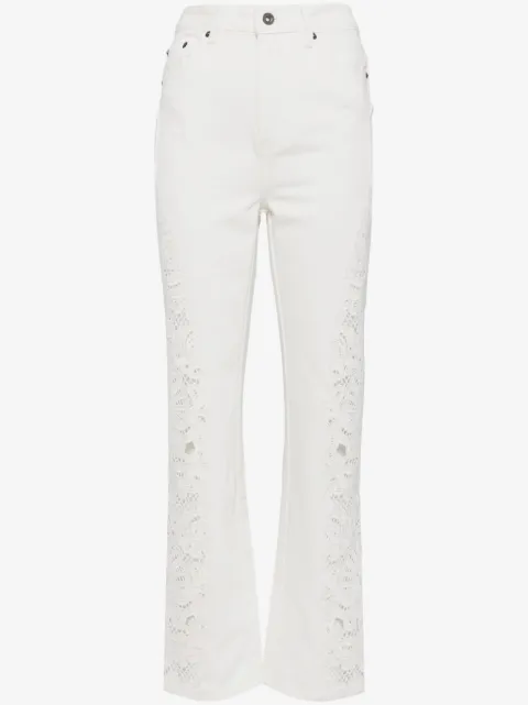 Self-Portrait embroidered cotton jeans