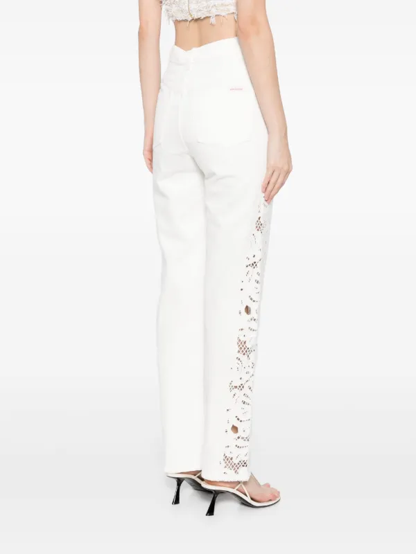 デニム・ジーパン SELF-PORTRAIT Woman Jeans White 829PC CREAM White Cutwork Denim Jeans – self-portrait-US