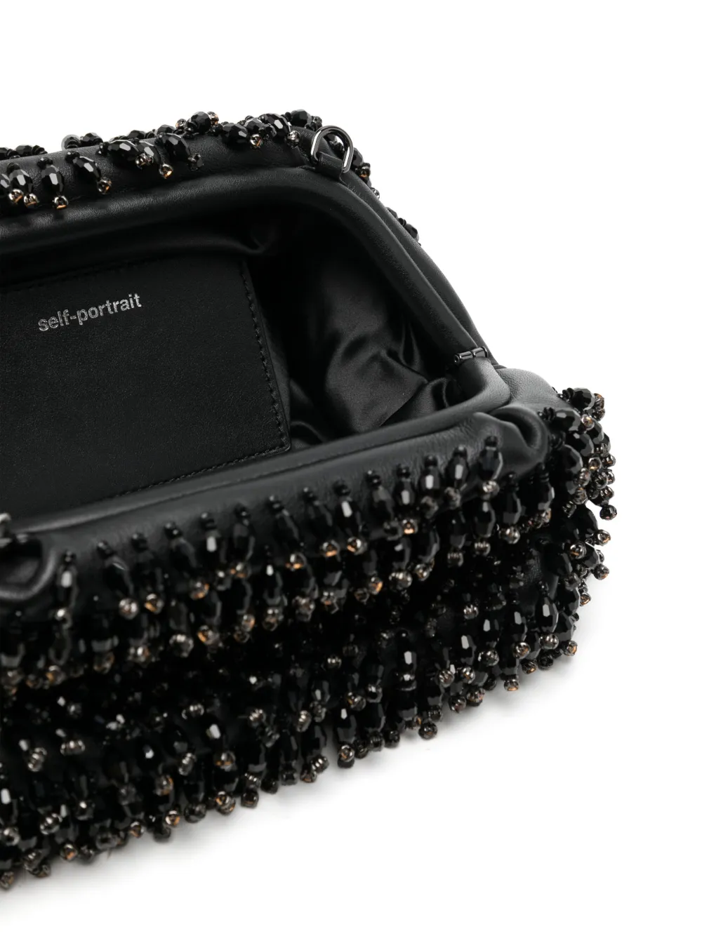 Shop Self-portrait Crystal Clutch In Black