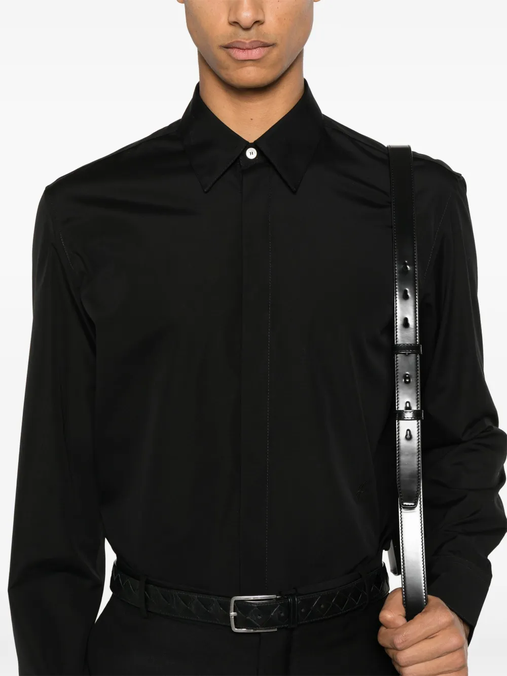 Shop Ferragamo Poplin Cotton Shirt In Black