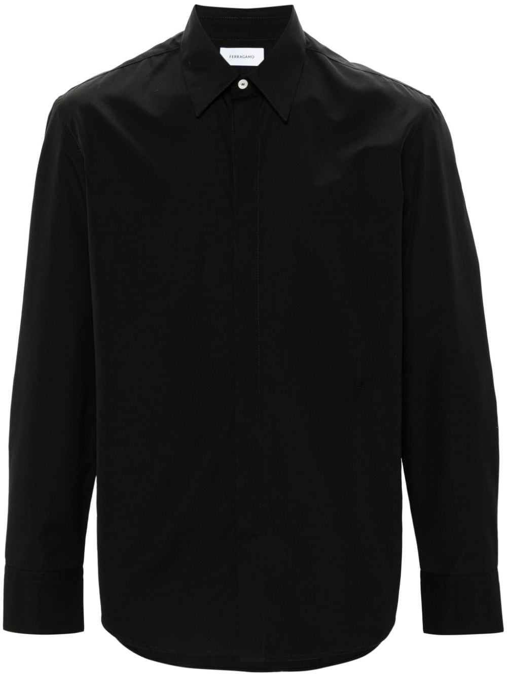 Ferragamo Poplin Cotton Shirt In Black