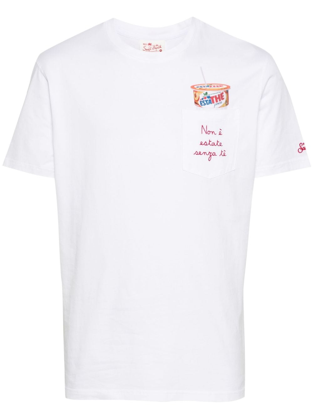 Shop Mc2 Saint Barth X Estathé Embroidered-motif T-shirt In White