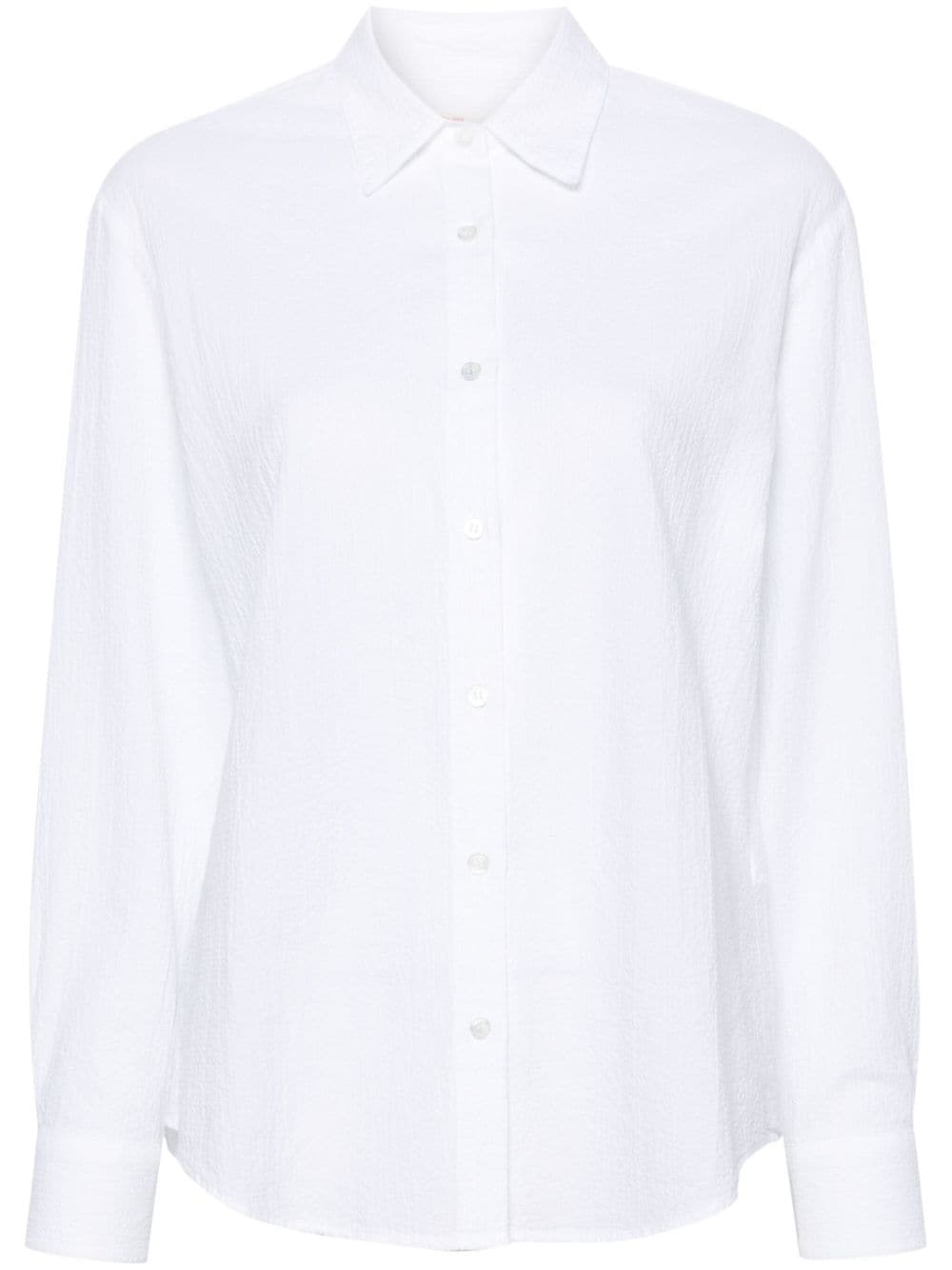 Mc2 Saint Barth Seersucker Cotton Shirt In White