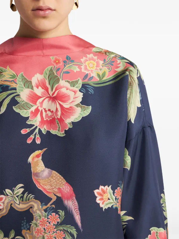 ETRO フローラル シルクツイルドレス | ブルー | FARFETCH JP