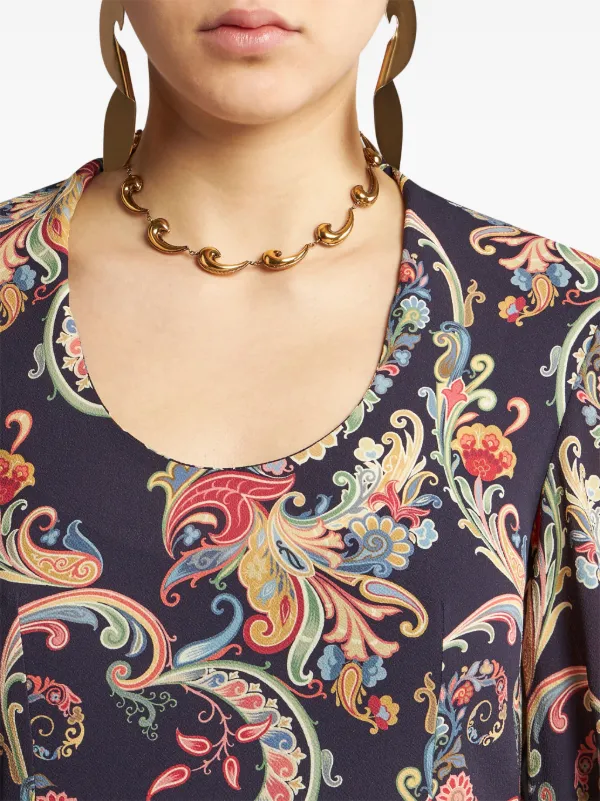 ETRO ペイズリー ドレス | ブルー | FARFETCH JP