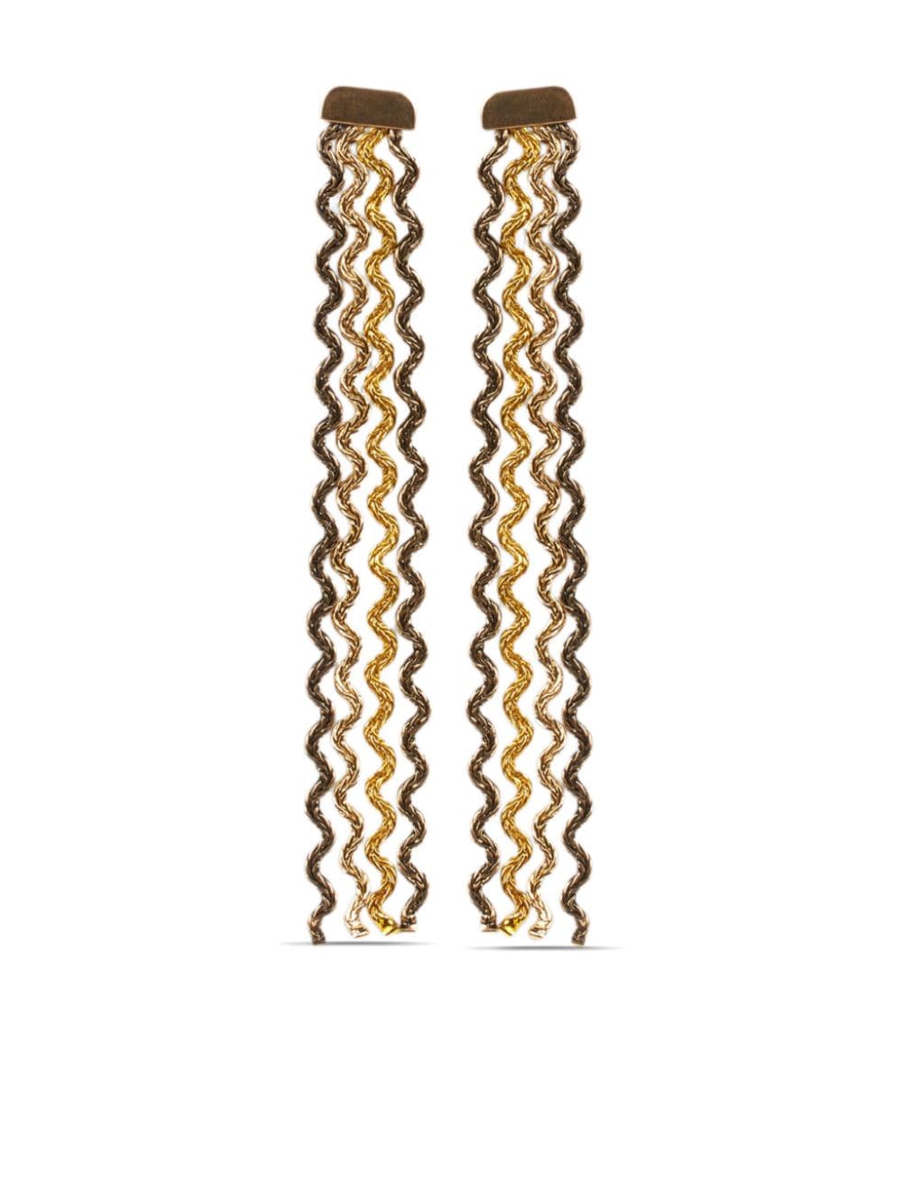 Etro Geometric-print Drop Earrings In Brown