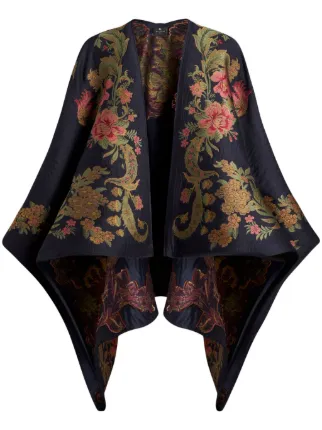 ETRO floral-pattern Jacquard Cape | Blue | FARFETCH NZ