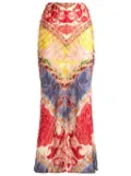 ETRO fringed printed maxi skirt - Red