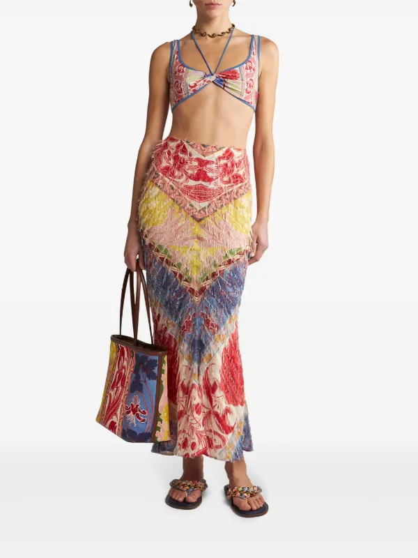 ETRO Fringed Printed Maxi Skirt Farfetch