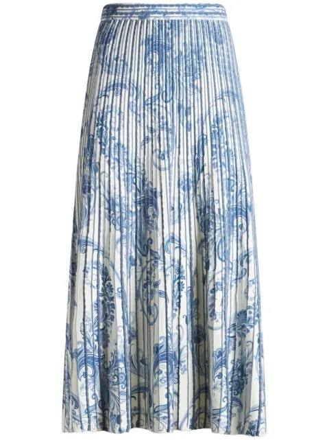 ETRO paisley-print pleated midi skirt