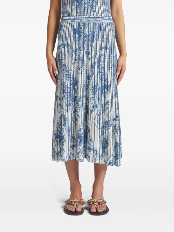 ETRO ペイズリー スカート ブルー ETRO ペイズリー プリーツスカート | ブルー | FARFETCH JP