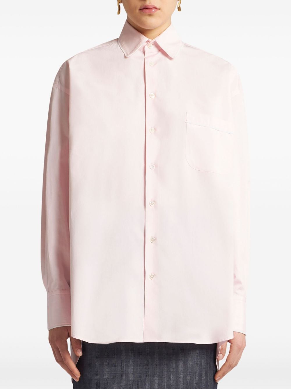 Shop Etro Piped-trim Cotton-poplin Shirt In Pink