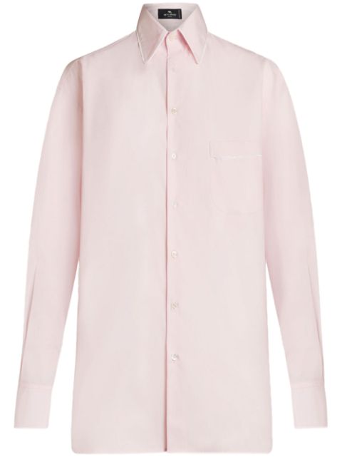 ETRO piped-trim cotton-poplin shirt Women