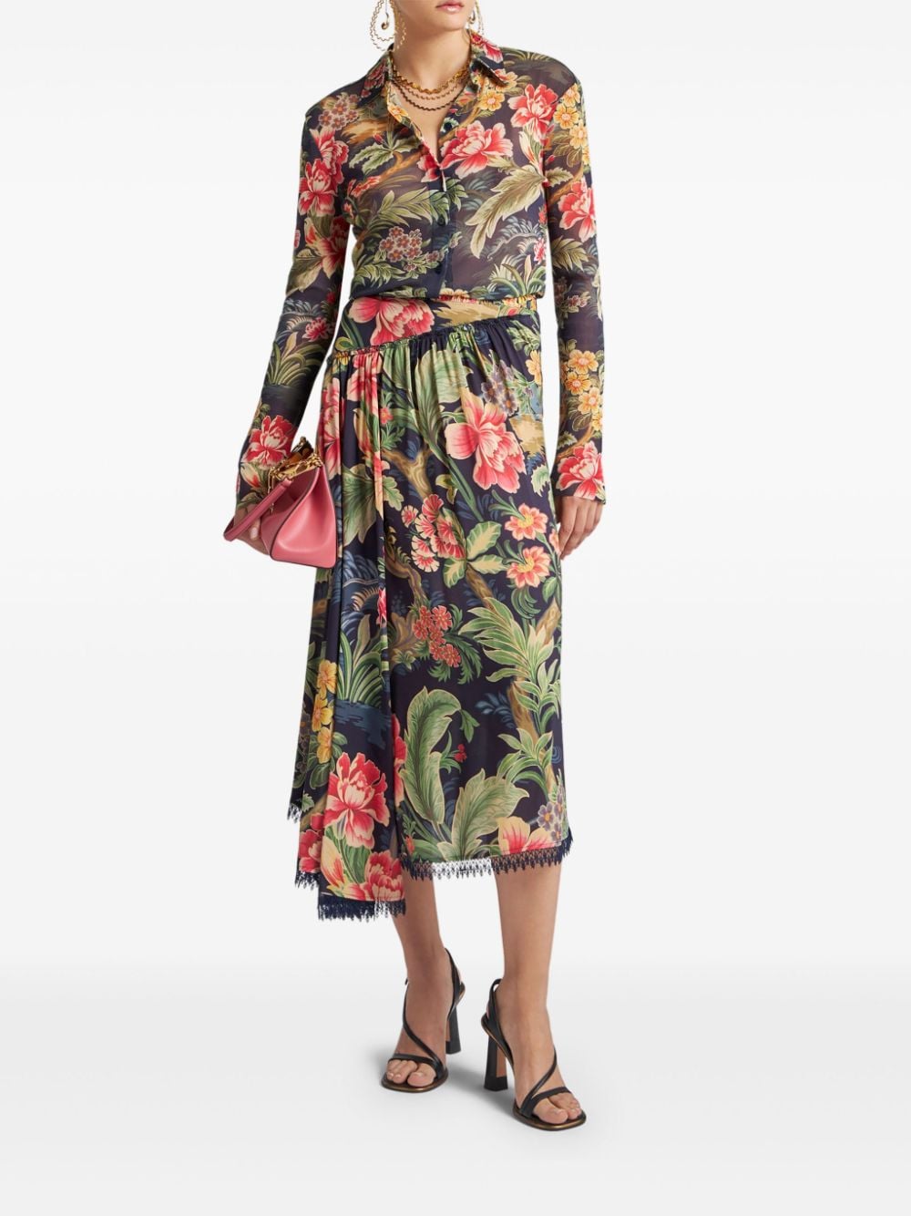 ETRO printed tulle shirt - Zwart