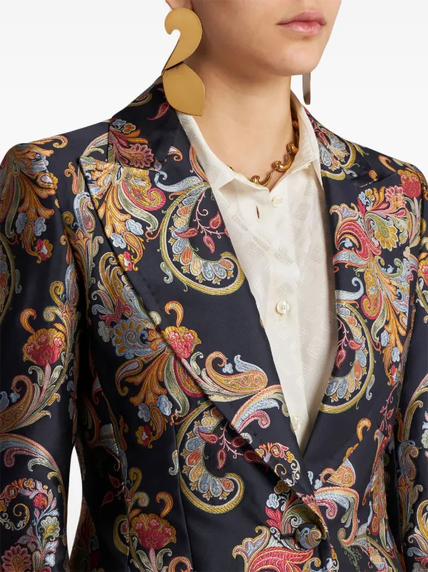 ETRO paisley-print fil-coupé Jacquard Jacket | Blue | FARFETCH NZ