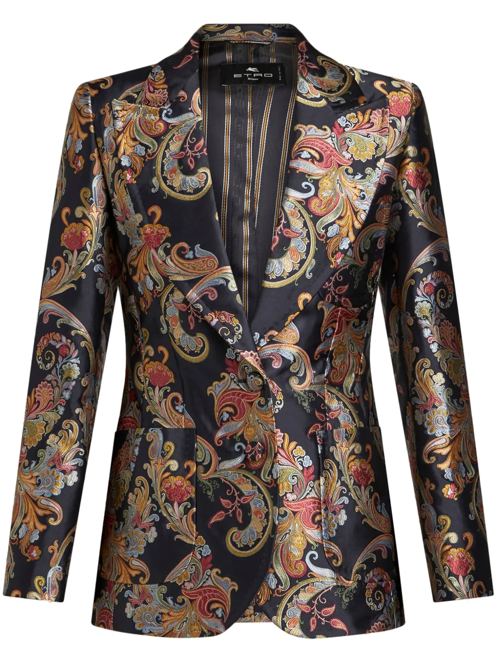 Etro Paisley Jacquard Wide Lapel Jacket In Multi-color