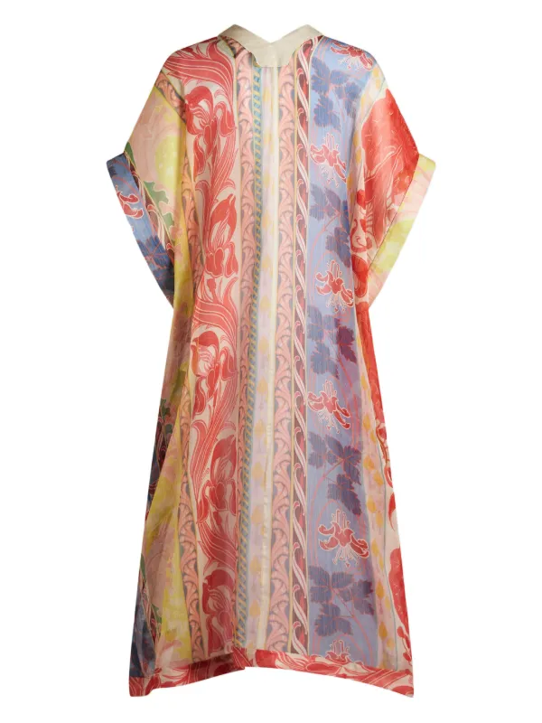 【送料&関税込】Etro Floral Printed Kaftan Dress ETRO graphic-print Crepe Kaftan Dress | White | FARFETCH
