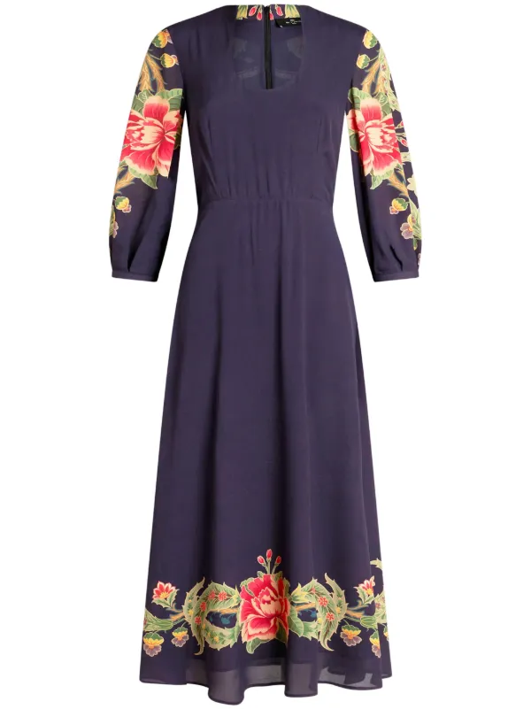 【国内発送】ETRO コットン ブルー ドレス オーガニックコットンジャージー2ウェイスリーブレスドレス