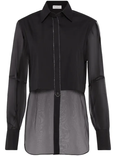 Brunello Cucinelli camisa con panel transparente