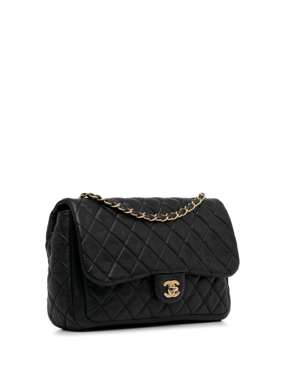 Pre-owned Chanel 2013-2014 Small Lambskin Single Flap Shoulder Bag In Black