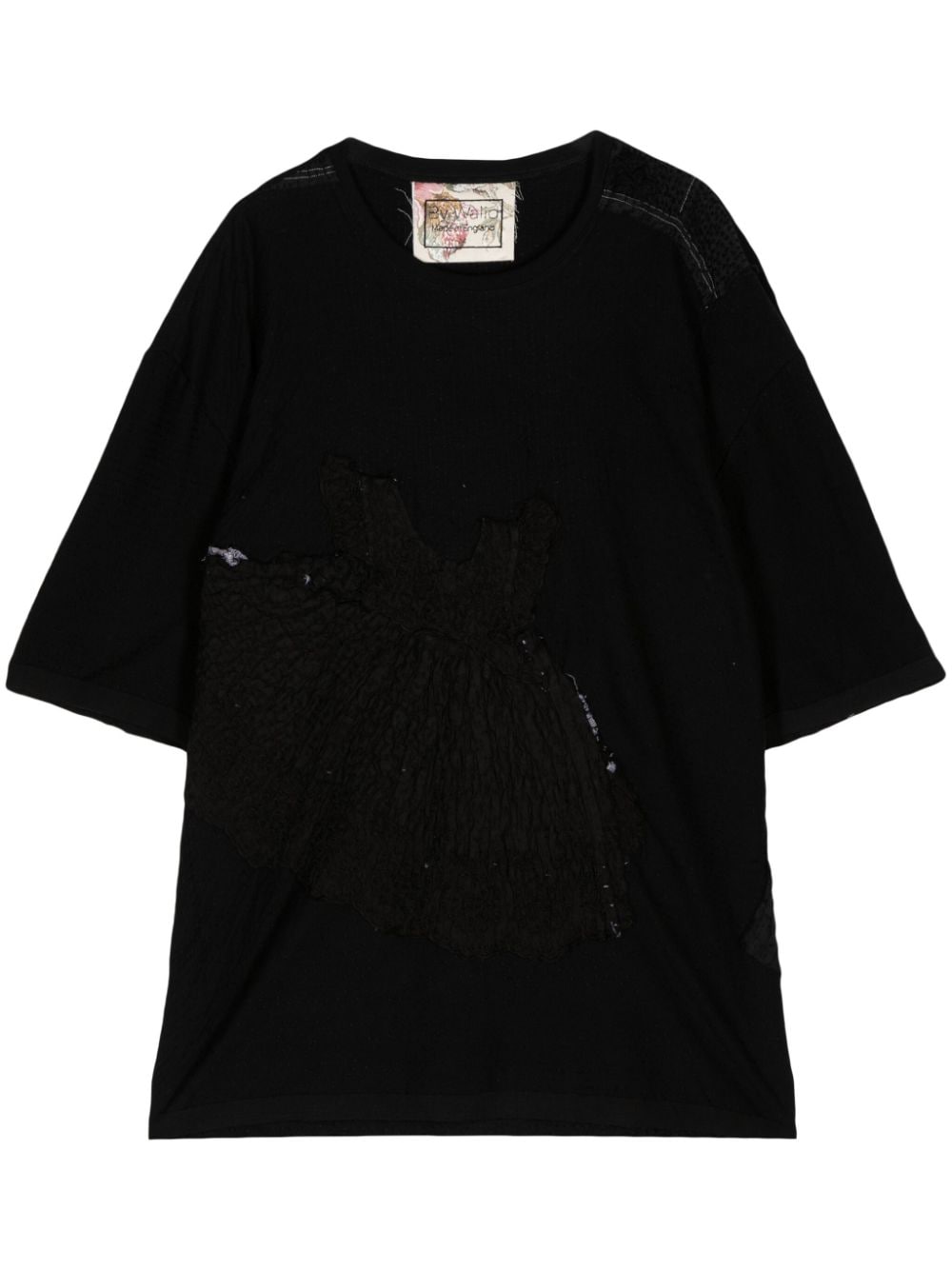 By Walid Sinbad Patchwork Cotton T-shirt In Black