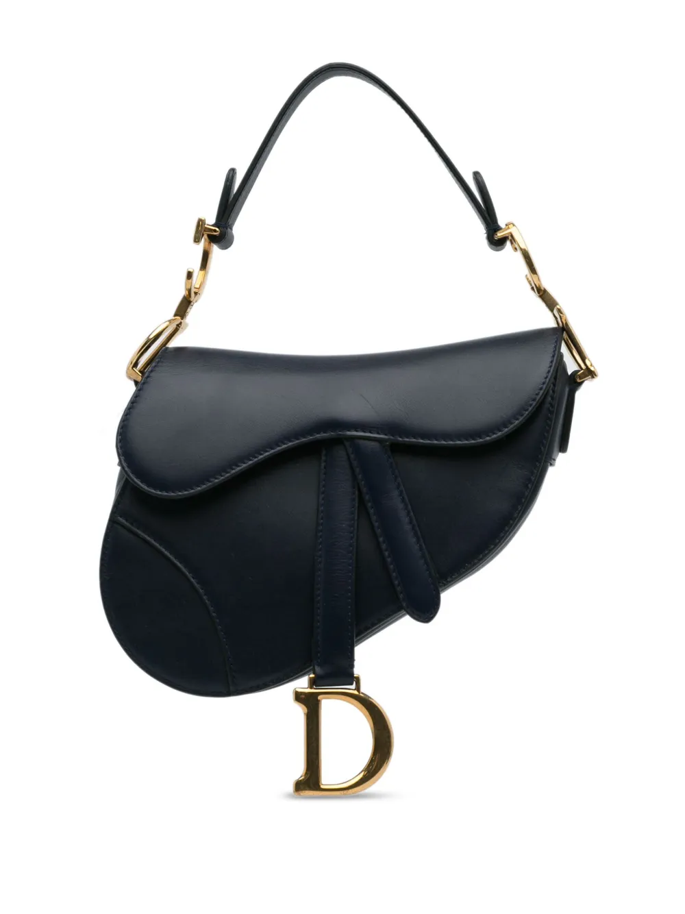 Pre-owned Dior 2018 Mini Leather Saddle Shoulder Bag In Blue