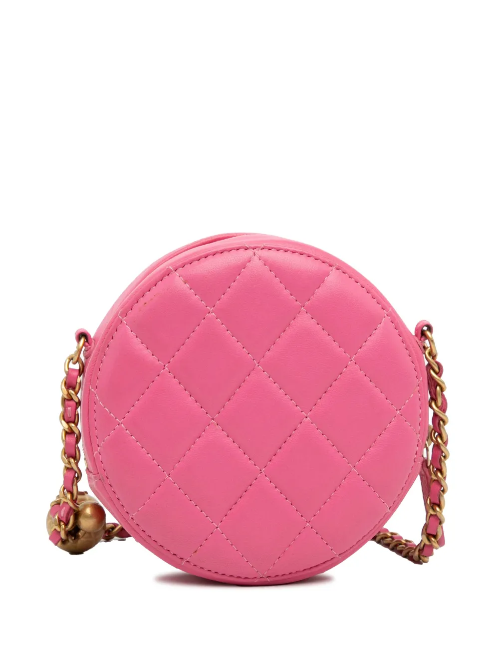 Pre-owned Chanel 2019 Quilted Lambskin Round As Earth Crossbody Bag In Pink