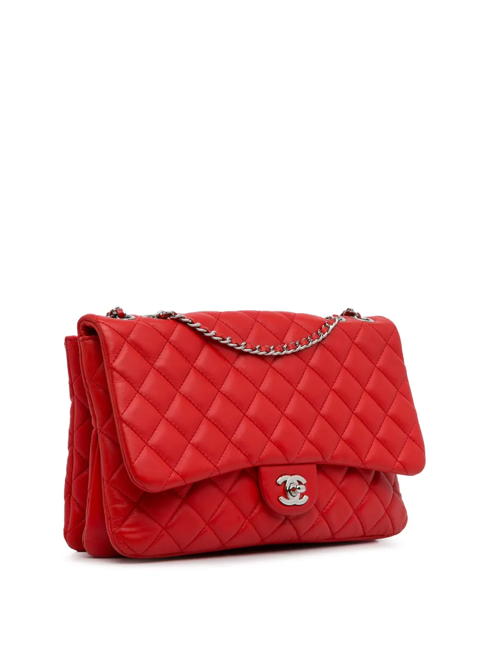 Pre-owned Chanel 2014 Maxi 3 Tender Touch Flap Shoulder Bag In Red