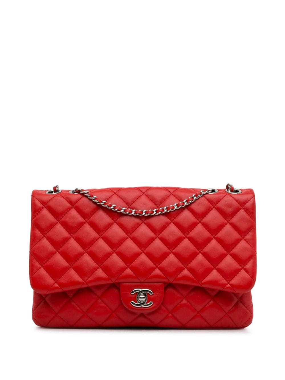 Pre-owned Chanel 2014 Maxi 3 Tender Touch Flap Shoulder Bag In Red