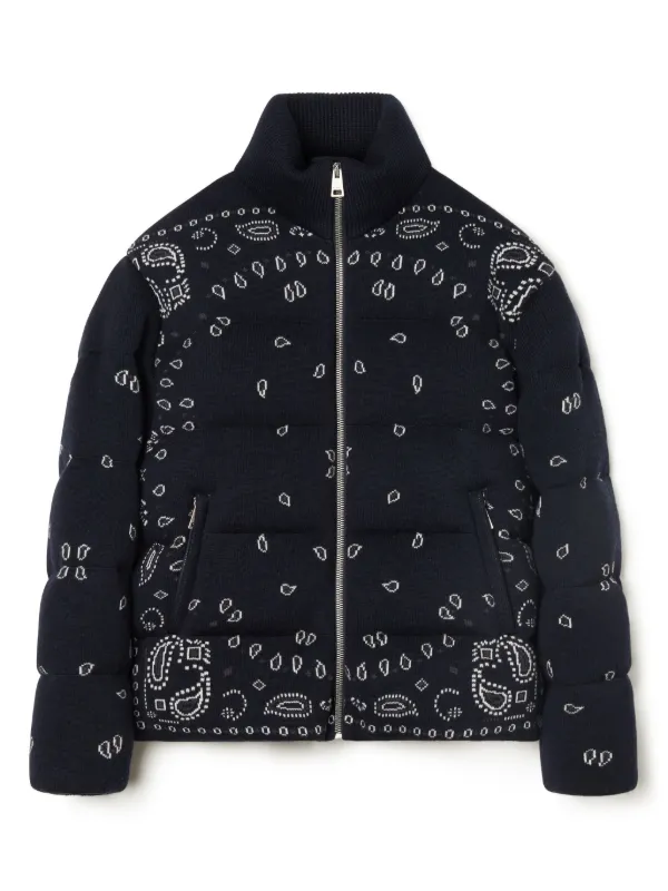 Alanui Bandana Jacquard Puffer Jacket Blue FARFETCH ID