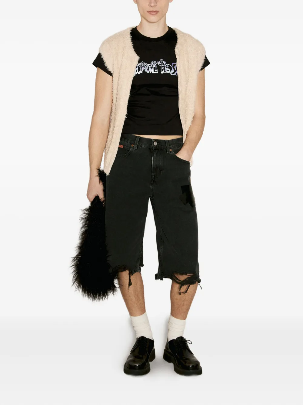 Martine Rose Sleeveless Cardigan In Neutrals