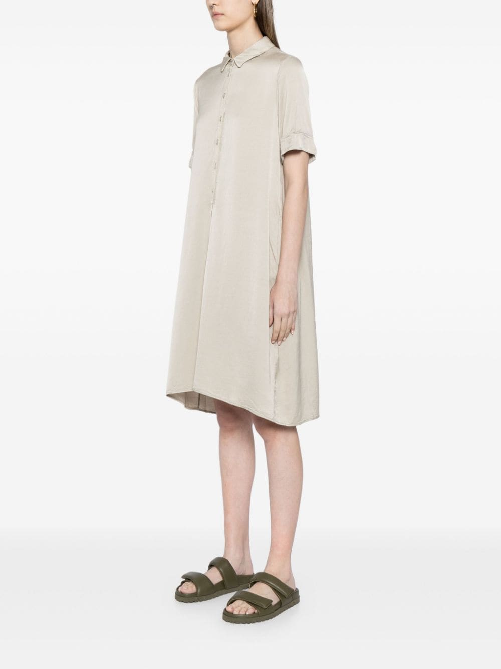 Shop Transit Short-sleeve Midi Dress In Neutrals