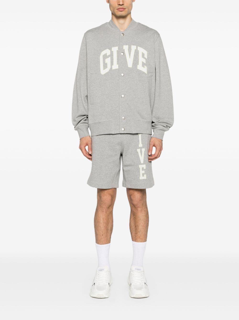 Shop Givenchy Mélange-effect Cotton Track Jacket In Grey