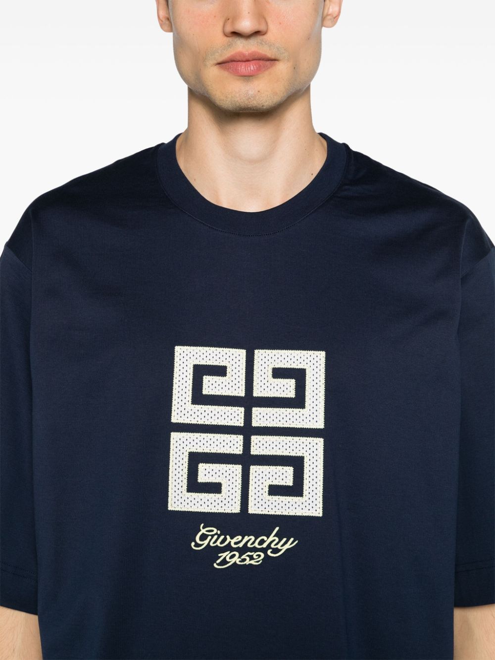 Shop Givenchy 4g-motif Cotton T-shirt In Blue