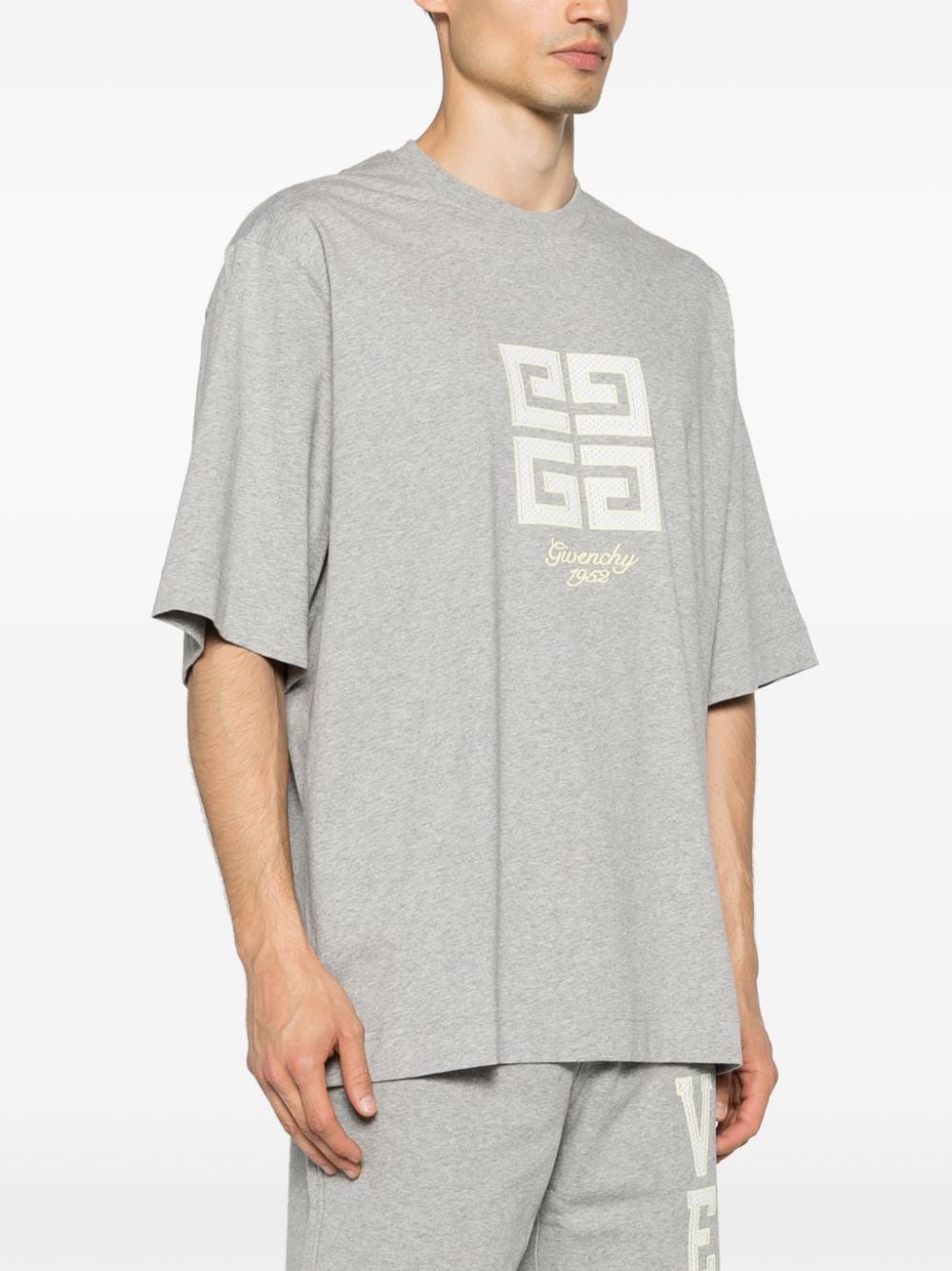 Shop Givenchy 4g-motif Cotton T-shirt In Grey