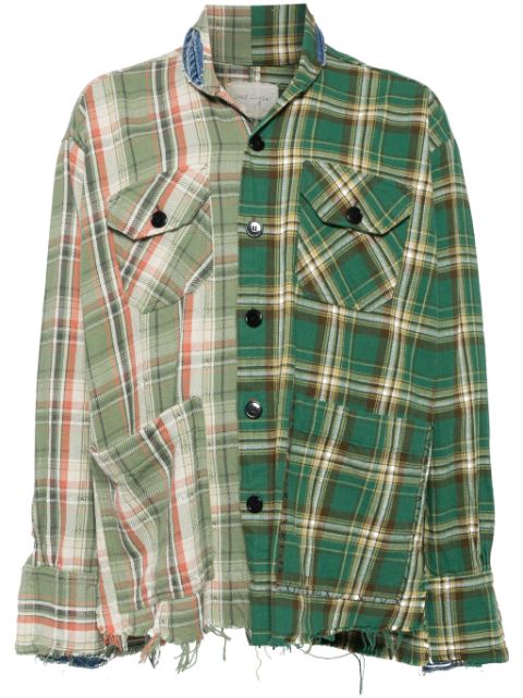 Greg Lauren checked patchwork cotton shirt