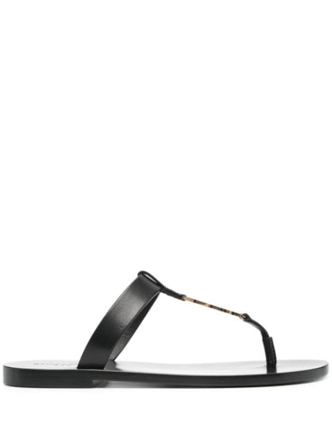 Saint Laurent Cassandre logo-plaque leather sandals