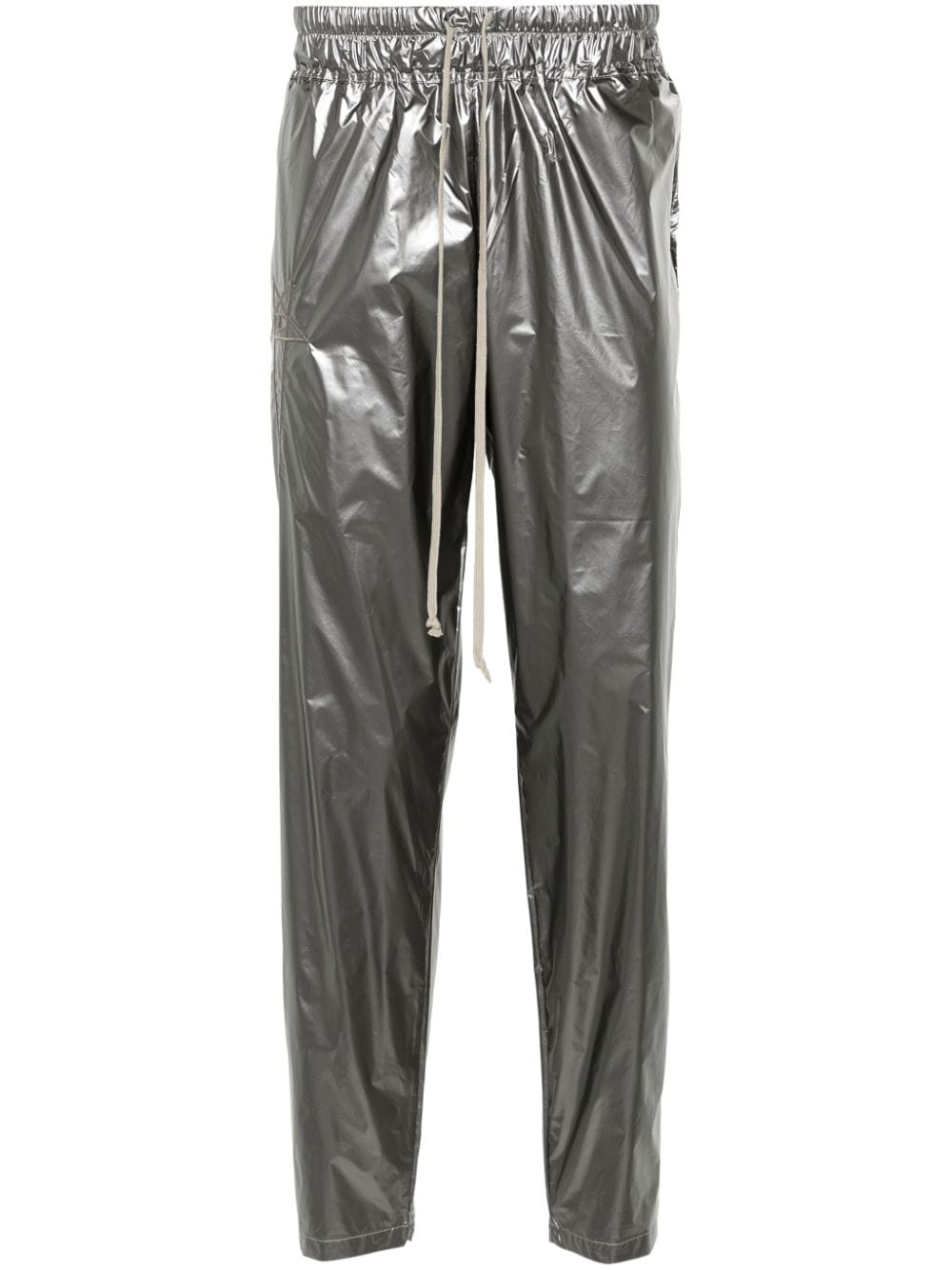 Shop Rick Owens X Champion Logo-embroidered Metallic Track Pants In Grey