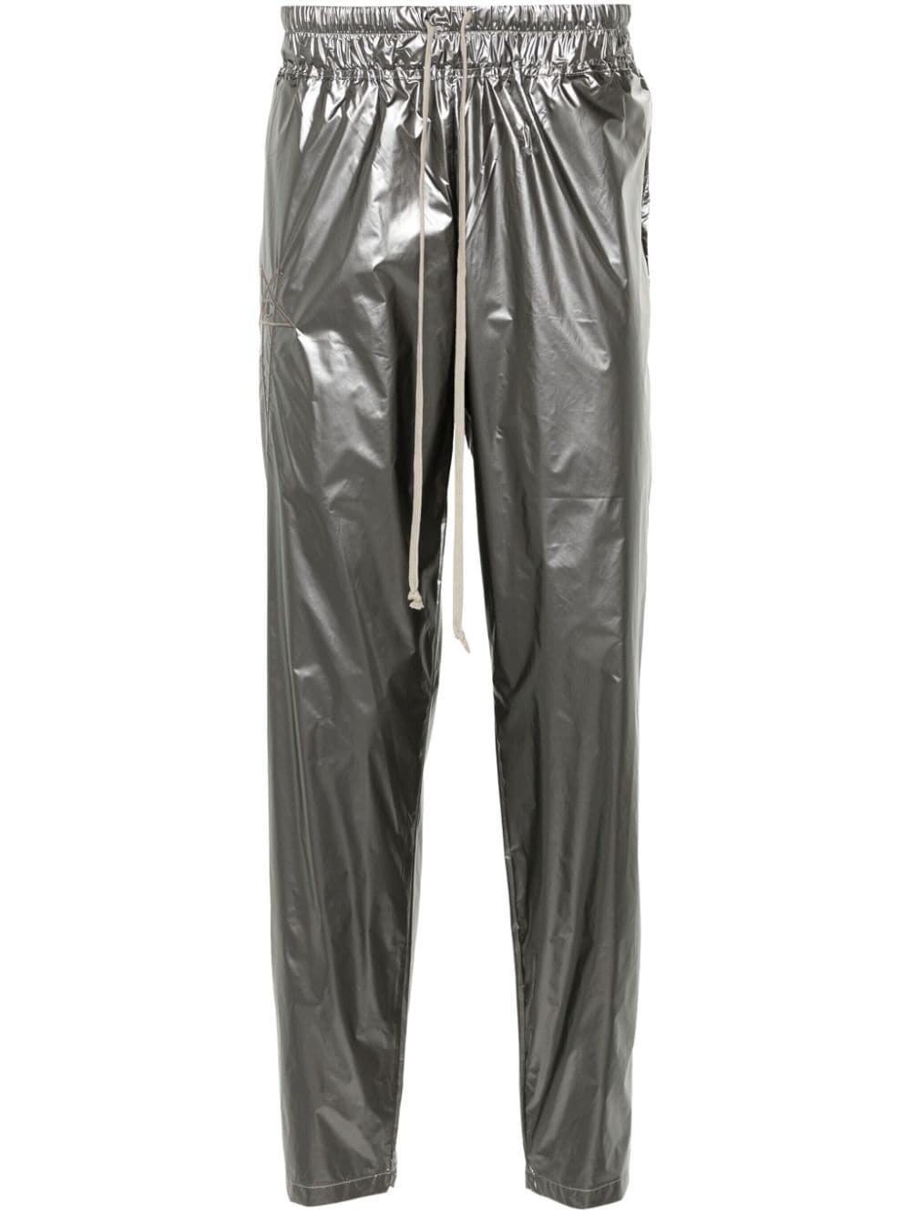 Rick Owens X Champion Logo-embroidered Metallic Track Trousers In Grey