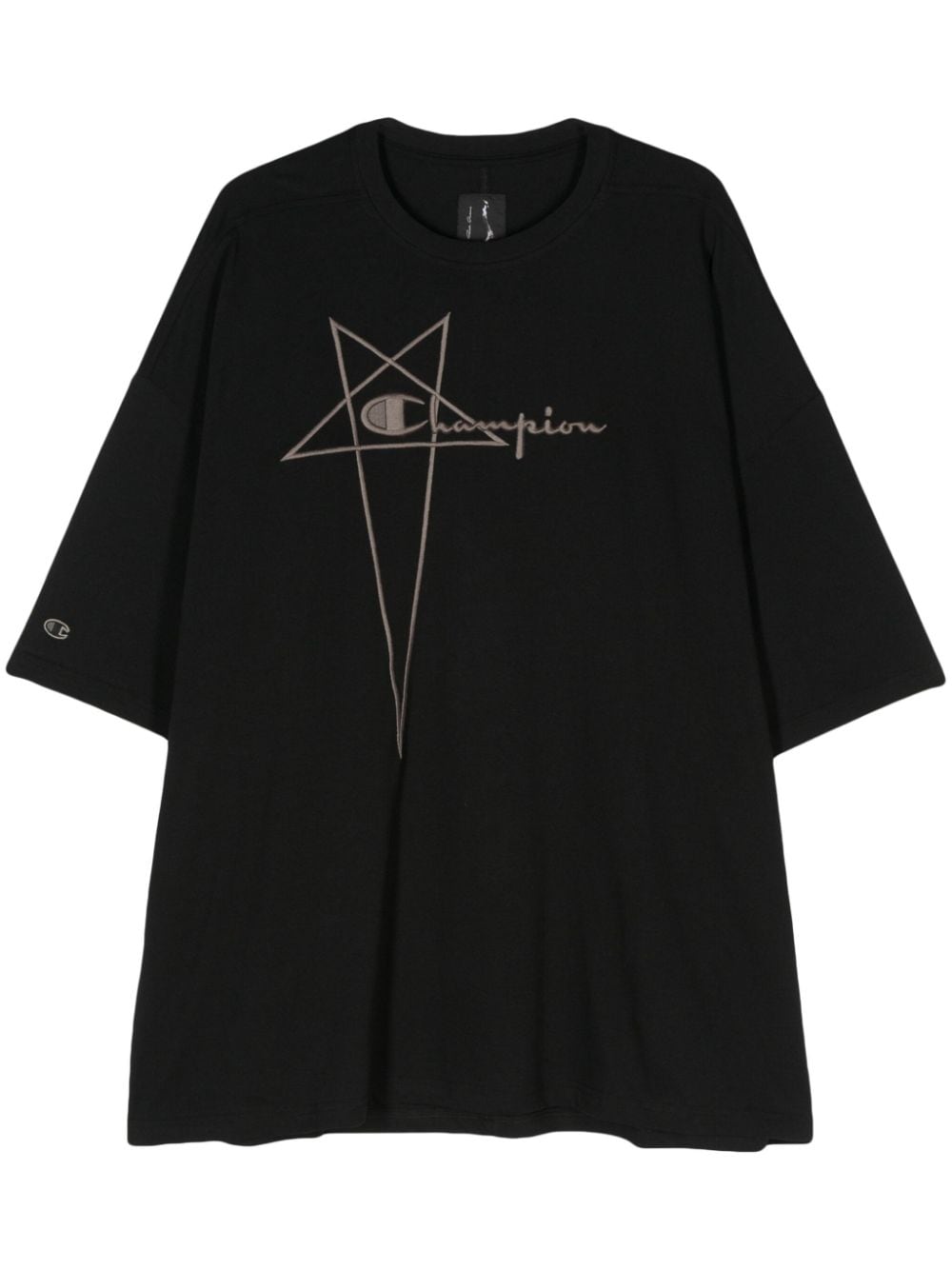 Rick Owens X Champion logo-embroidered T-shirt Zwart