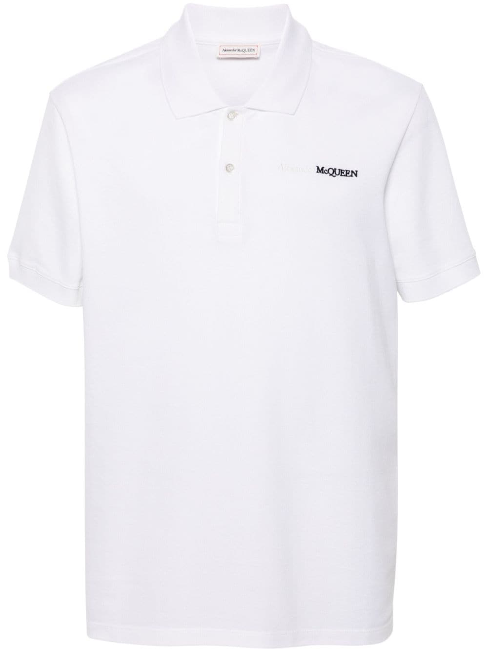 Alexander Mcqueen Logo-embroidered Cotton Polo Shirt In Gray