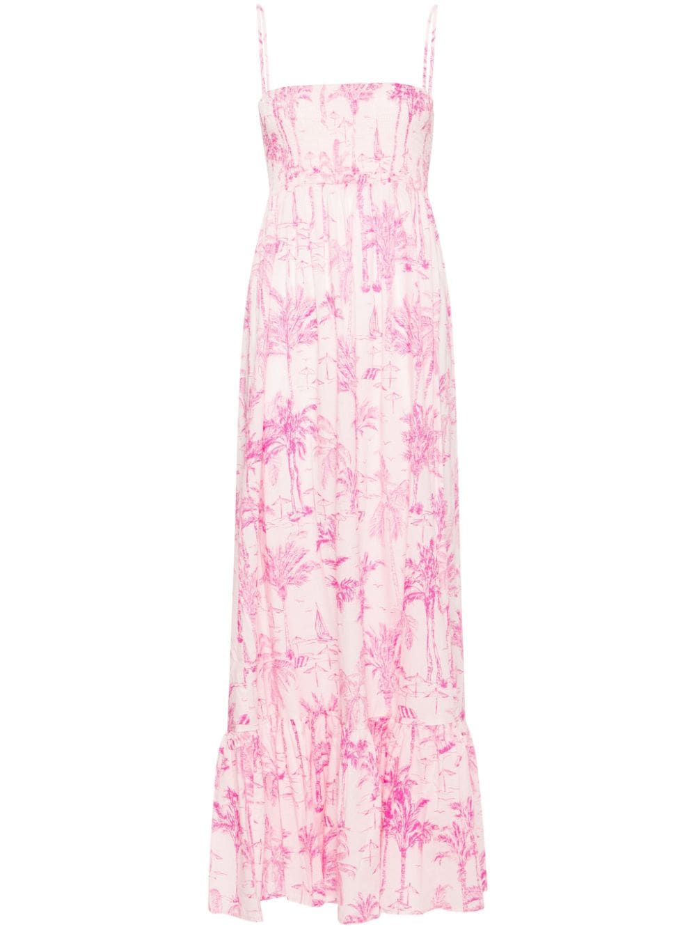 Mc2 Saint Barth Jemma Palm-tree Print Maxi Dress In Pink