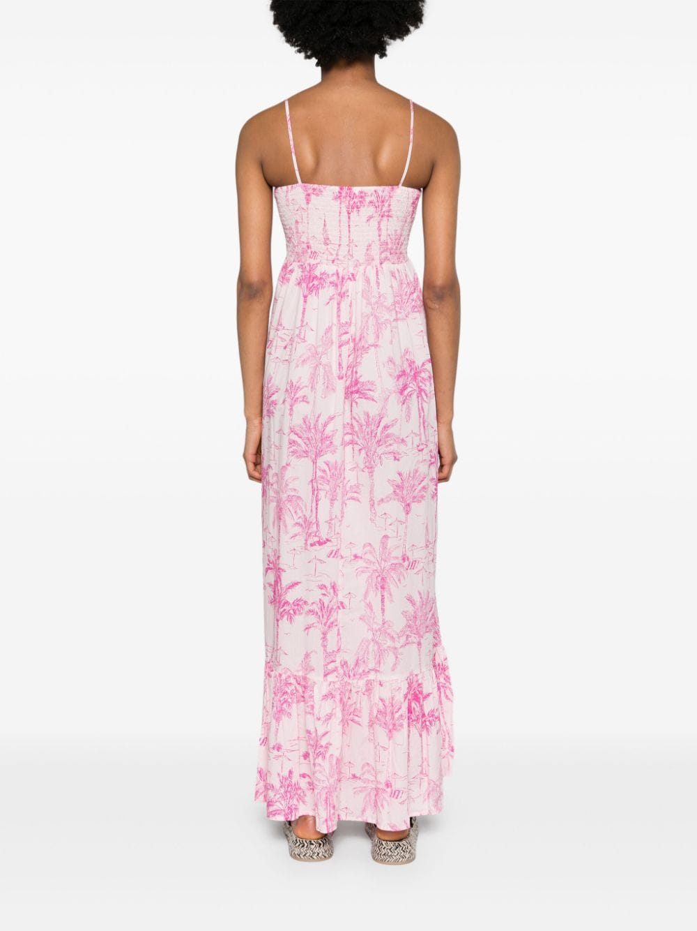 Shop Mc2 Saint Barth Jemma Palm-tree Print Maxi Dress In Pink