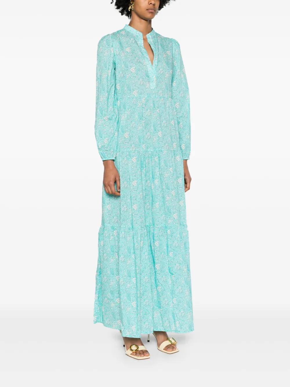 Mc2 Saint Barth Nadja Tiered Maxi Dress In Blue