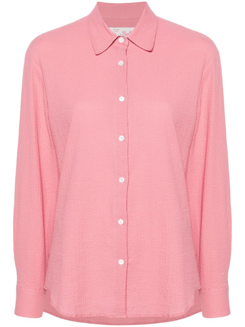 Mc2 Saint Barth Seersucker Cotton Shirt In Pink